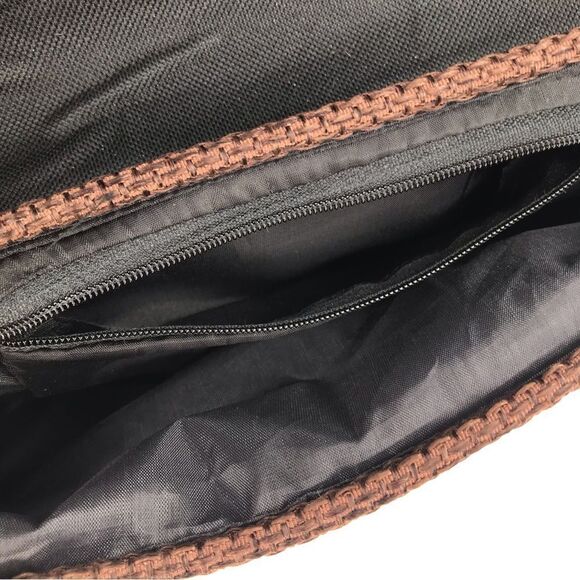 Boutique Brown Burlap and Bead Medallion Summer Envelope Clutch Bag NWOT - Picture 10 of 14